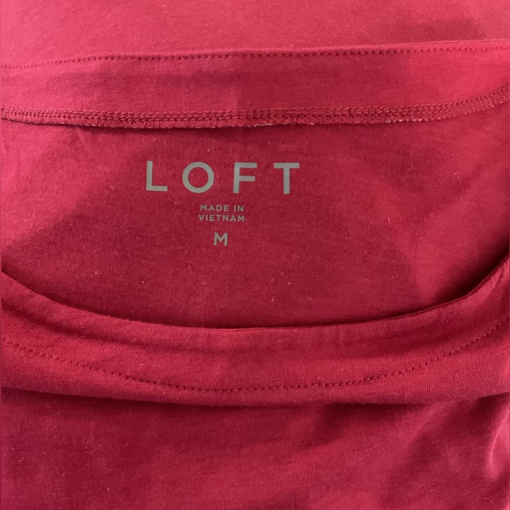 LOFT Red Ruffled Long Sleeve Blouse - Picture 3 of 6
